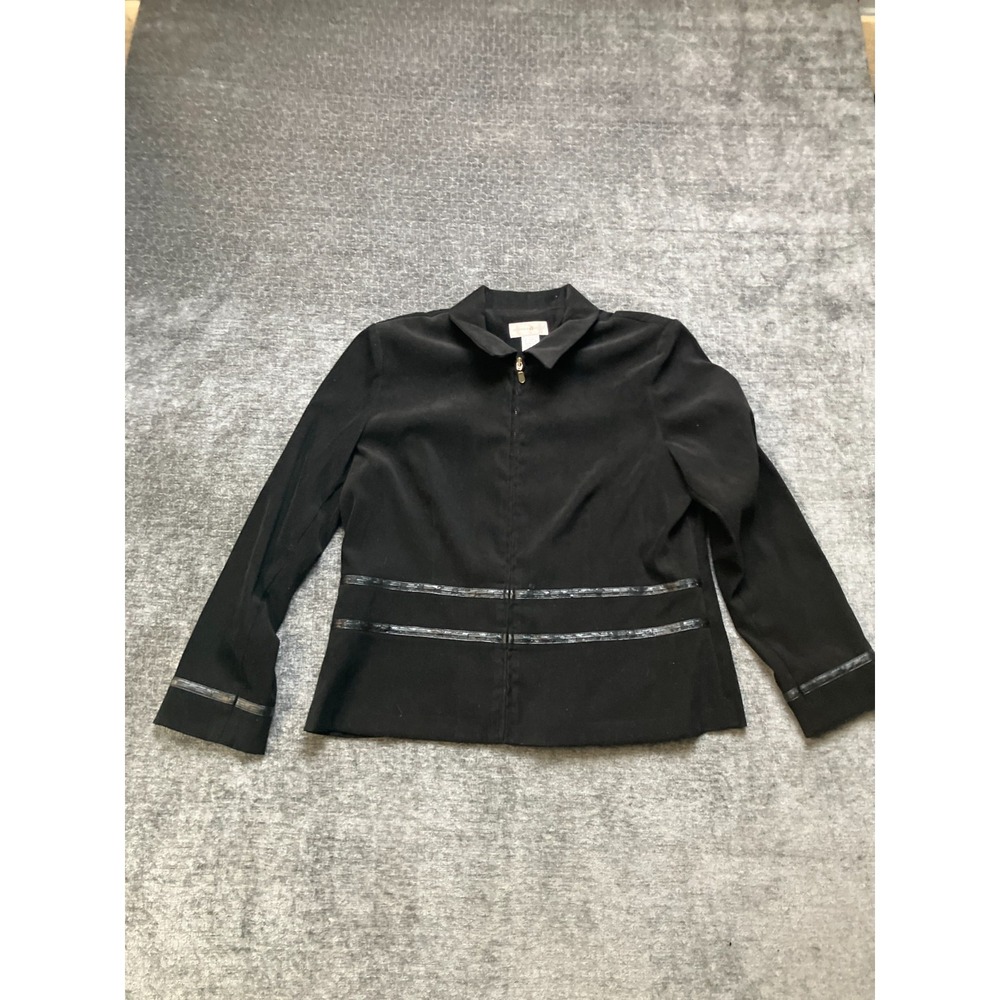 Preswick & Moore Jacket Womens 14 Black Stretchy Classic Fit Collared Full Zip